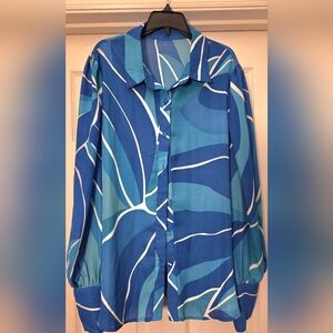 Amazon Blue Abstract Blouse